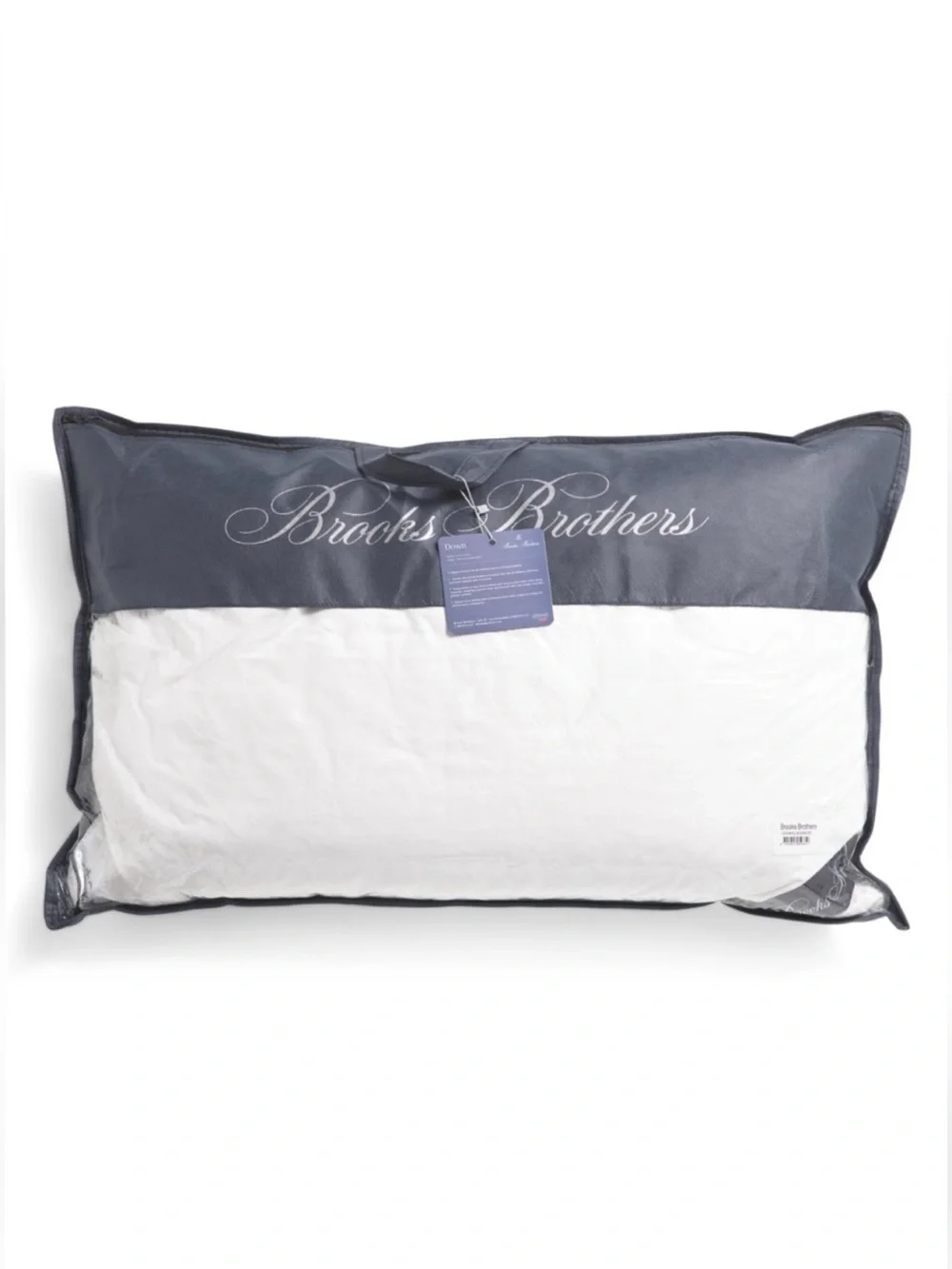 BROOKS BROTHER Queen White Made In Turkey Luxury Down Bed Pillow